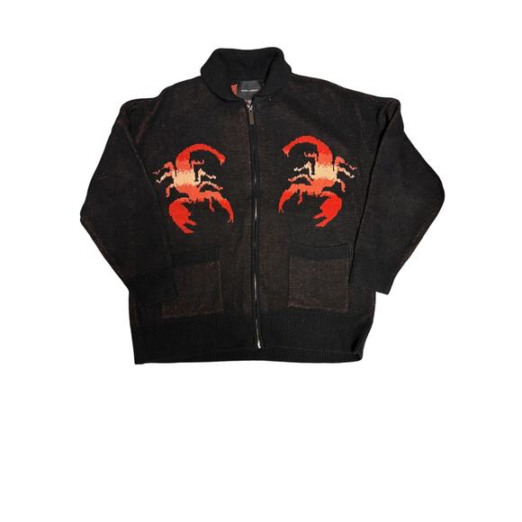 Spirit Jersey Los Angeles Scorpion Knit Zip Cardigan Sweater Black Red L - Picture 1 of 7